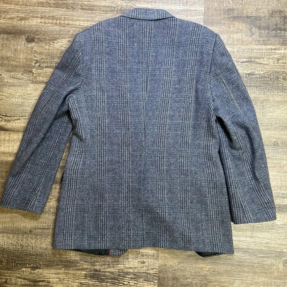 Imperial by Haggar Men's 44L Gray 100% Wool Tweed Herringbone Blazer Old Money